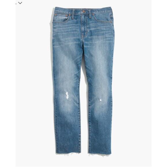 Madewell Denim - Madewell The High-Rise Slim Boyjean in Dover Wash: Raw-Hemmed Edition